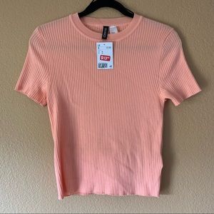 H&M Divided Women’s Peach/Coral Ribbed Top - Medium - New With Tags